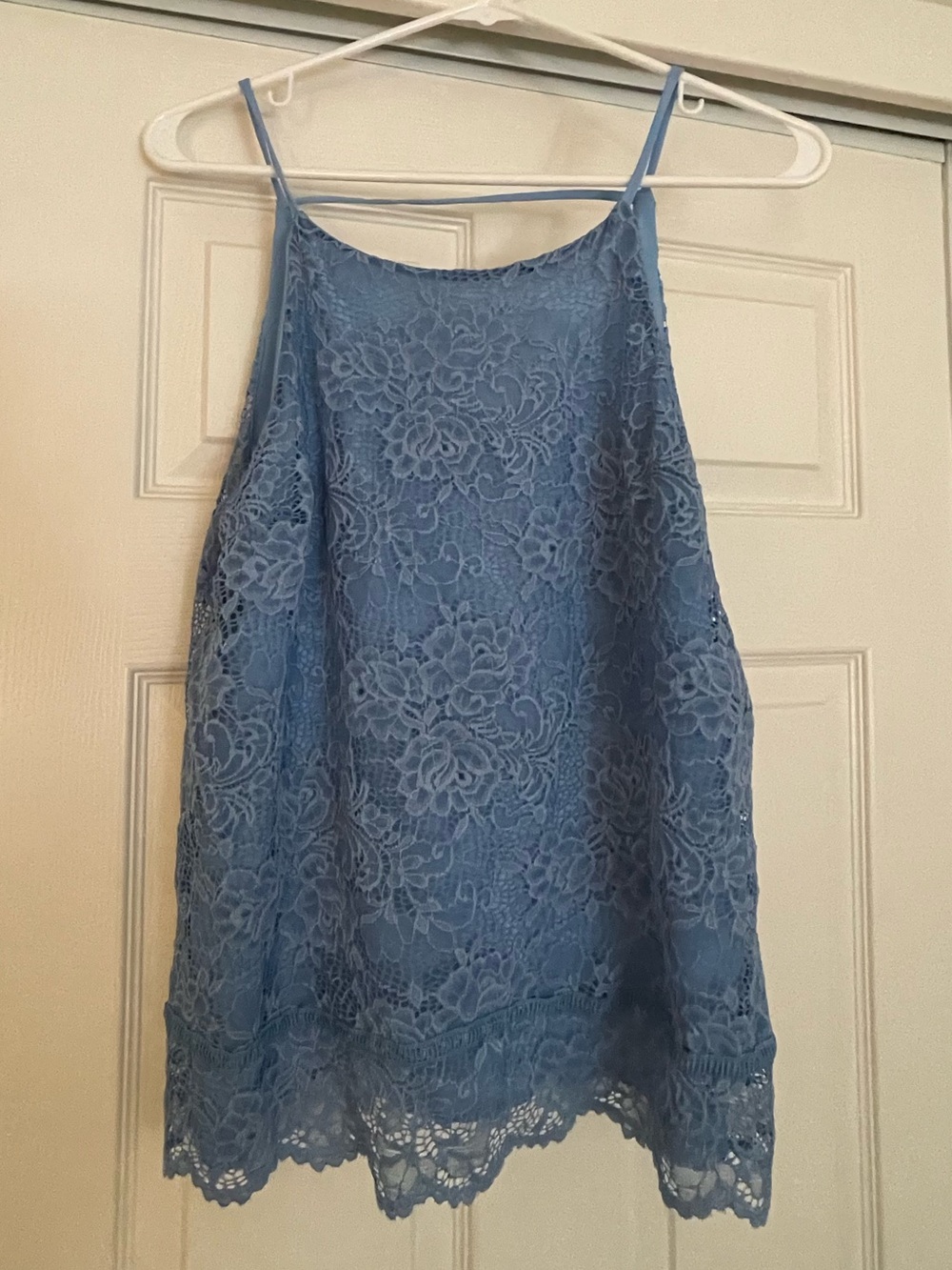 Alya Blue Lace Spaghetti Strap Swing Tank Top